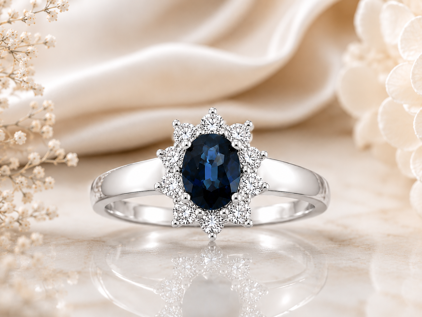 14KT.HV.RING 0,58W.SI+SAFIR OVAL 5X7MM