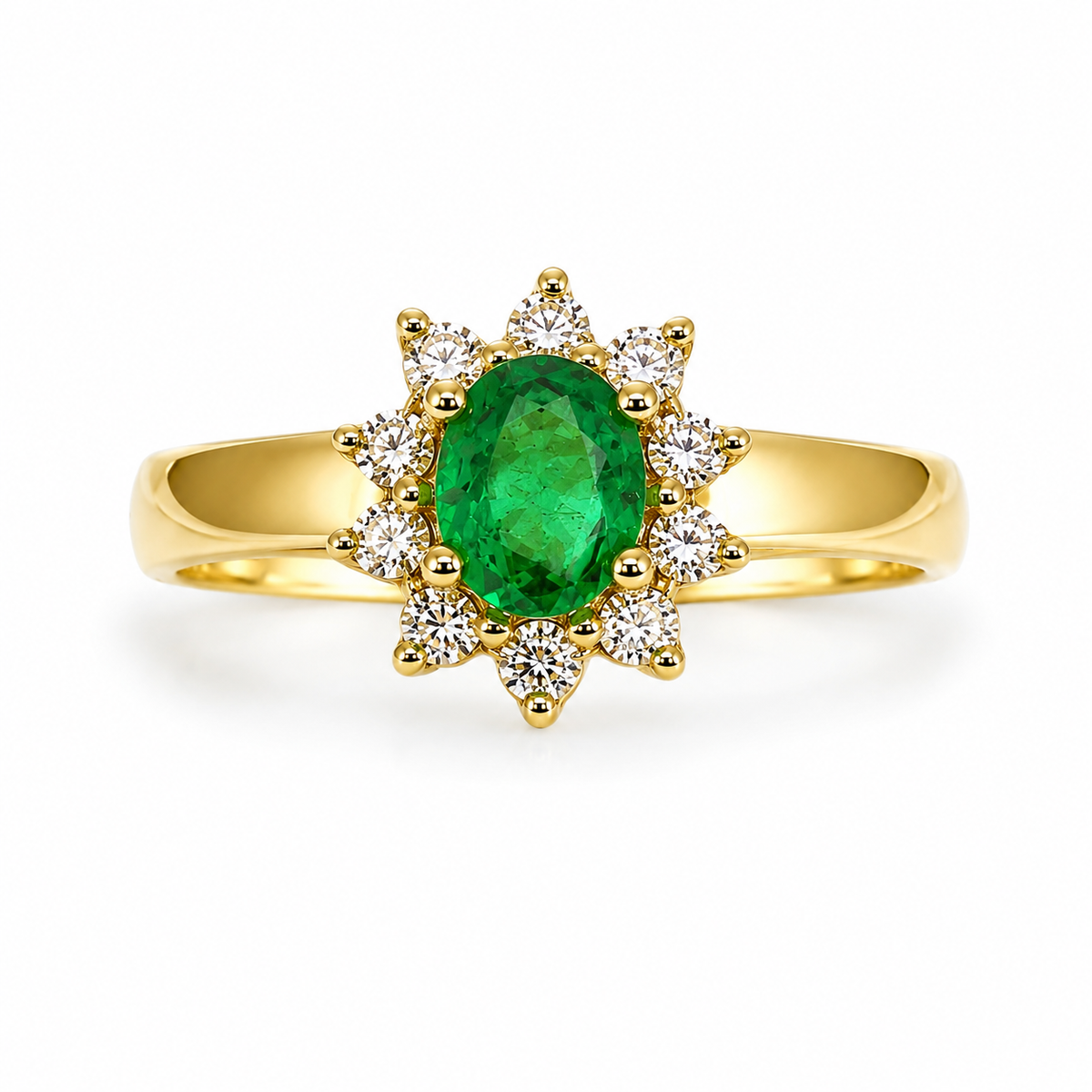 14KT.RING 0,55W.SI+ SMARAGD OVAL 5X7MM
