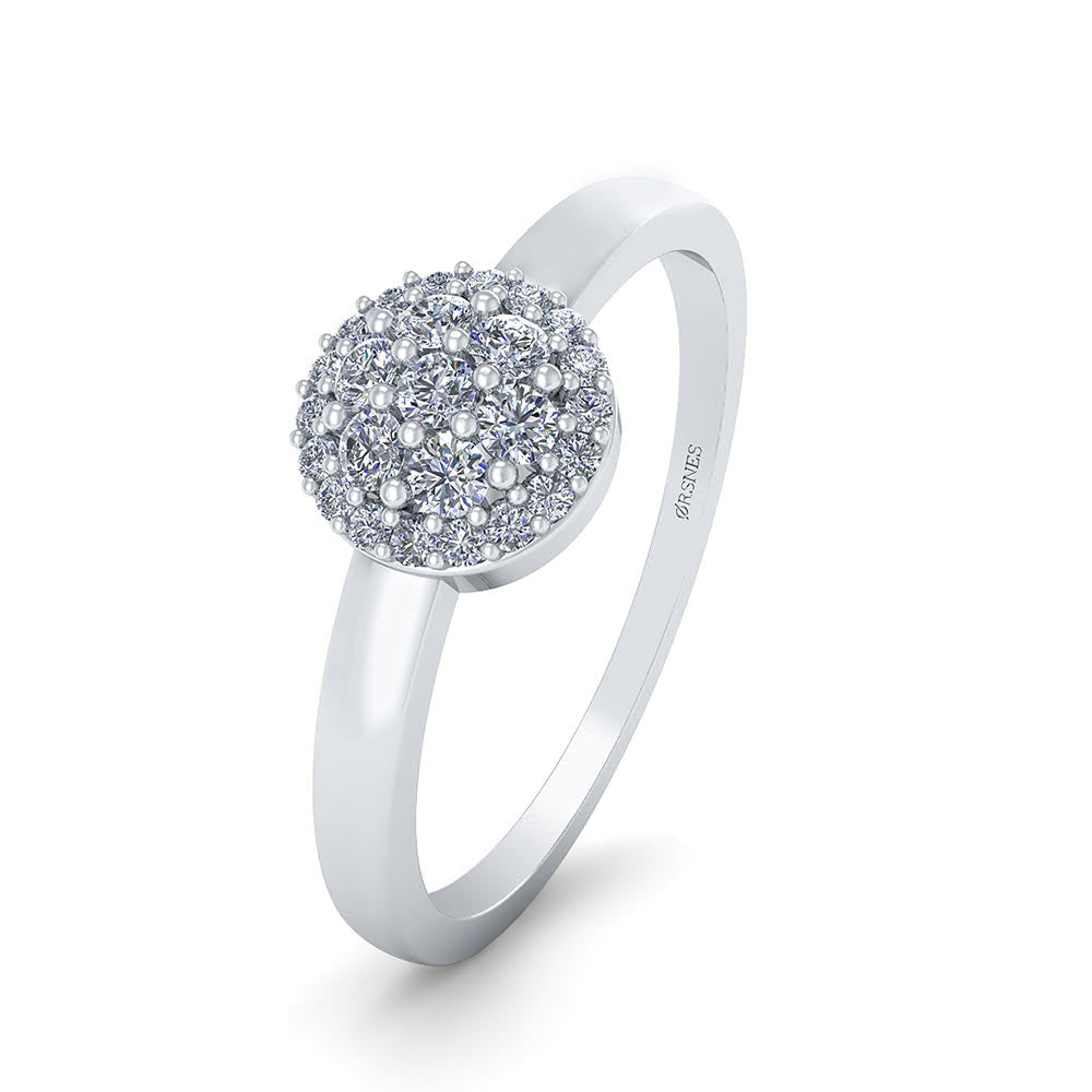 Henrik Ørsnes Design 14 Karat Hvidguld Ring med Diamanter 0,125 Carat W/SI