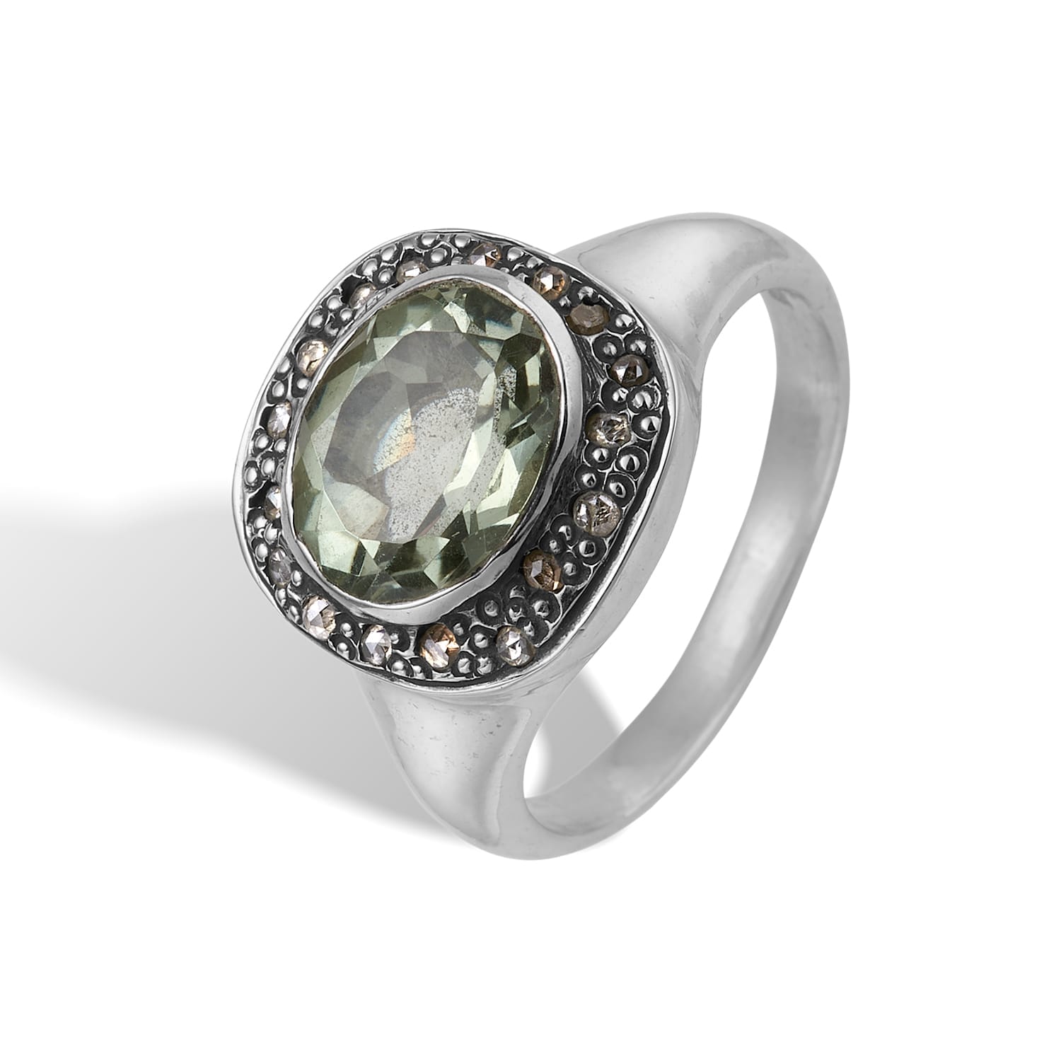 RING FRIDA SIGNET PAVÉ GREEN AMETH 0,26R