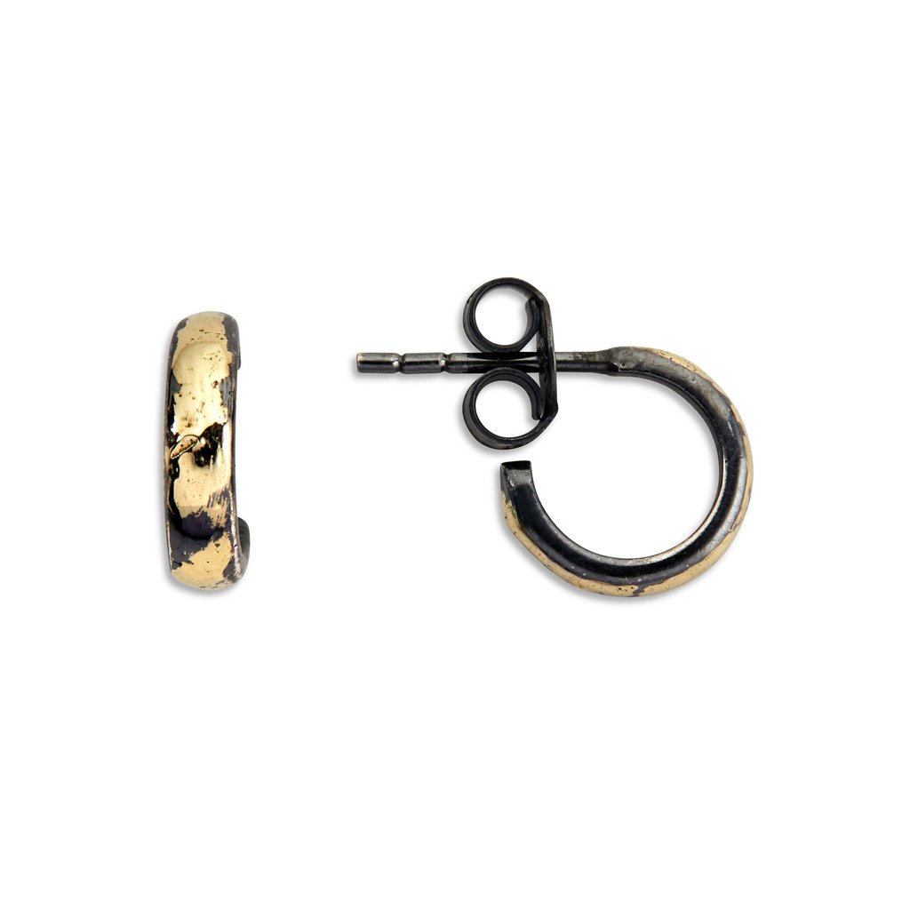 By Birdie Small Roman Hoop Sterling Sølv Ørestikker med 14 Karat Guld