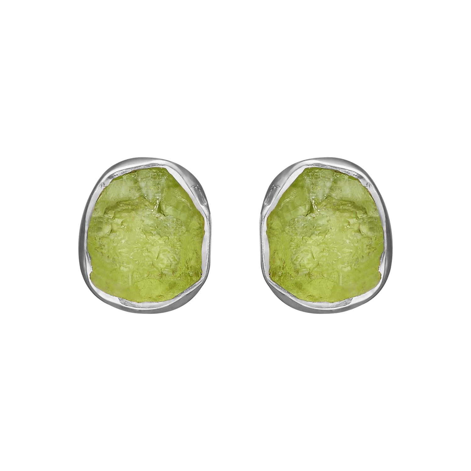 ØRESTIK SIV RAW PERIDOT SØLV
