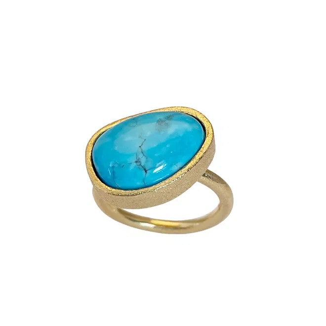 KOLO RING WITH TURQUOISE - GOLDPLATED
