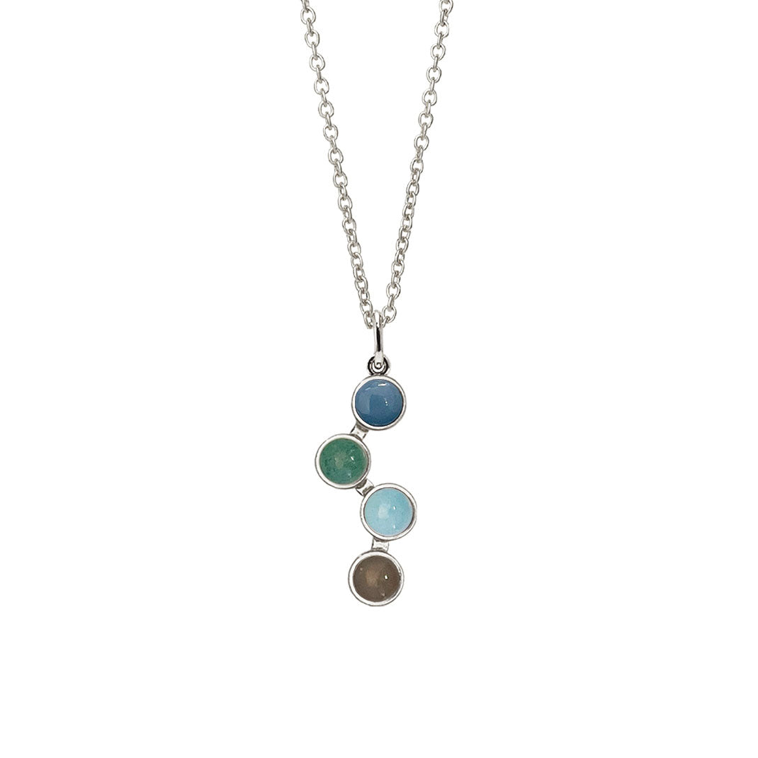 HORIZON PENDANT WITH 4X5MM BLUE MIX - RHOD.