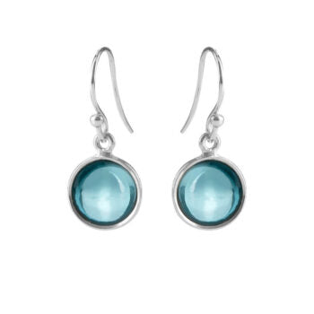 Sterling Sølv Øreringe fra Susanne Friis Bjørner med Blå Krystal