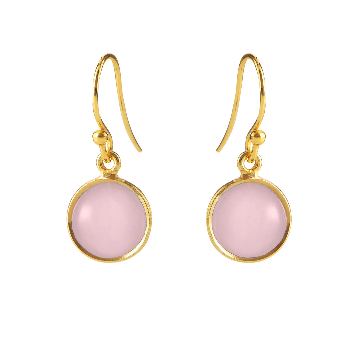 Forgyldt Sølv Øreringe fra Susanne Friis Bjørner med Lyserød Krystal