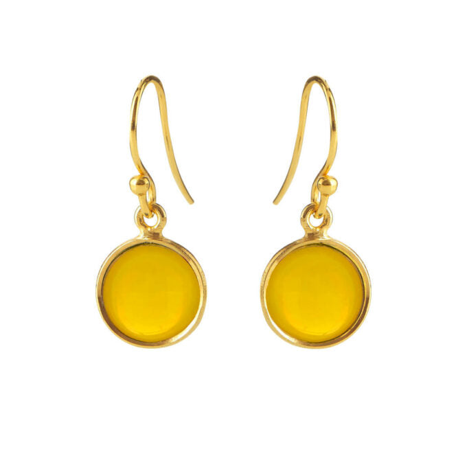 Susanne Friis Bjørner Forgyldt Sølv Ørehængere med Gul Krystal