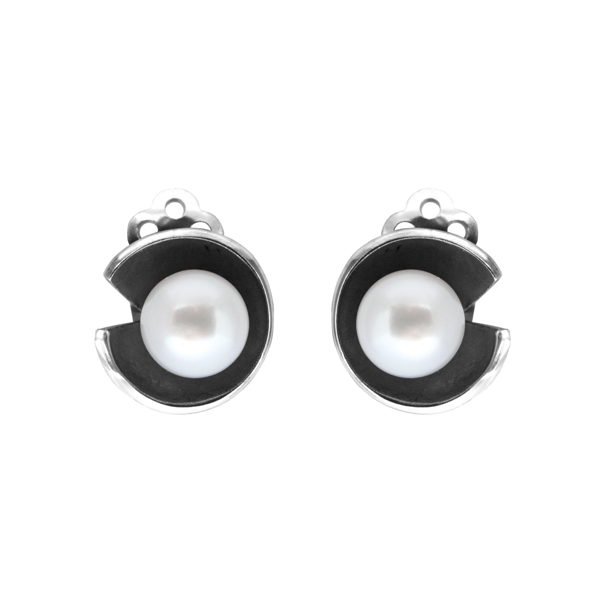 Rabinovich Clips Sterling Sølv Øreclips med Hvid Ferskvandsperle