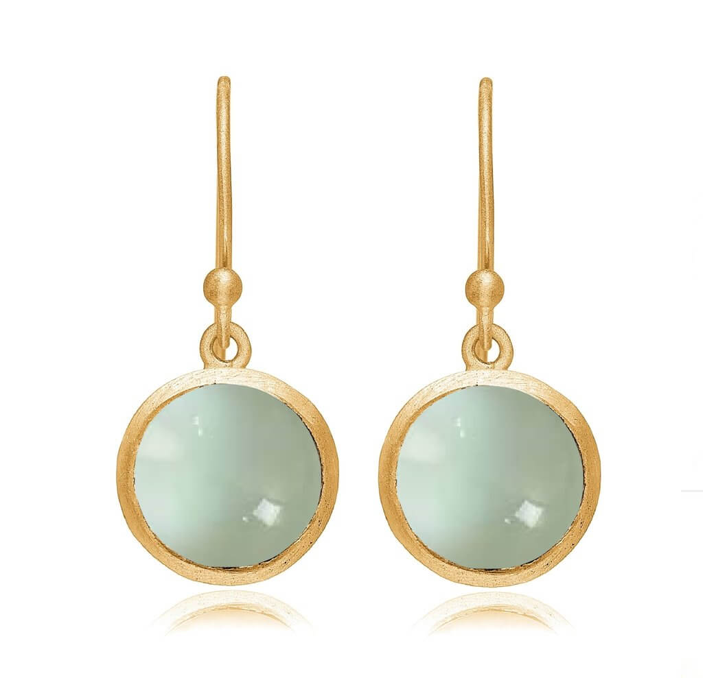 Noa Forgyldt Sølv Øreringe fra Frk Lisberg med Grøn Ametyst