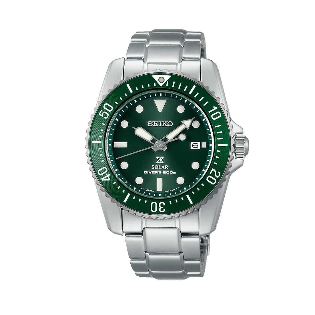 SEIKO SEA SOLAR DIVER GRØN 20BAR LÆNKE
