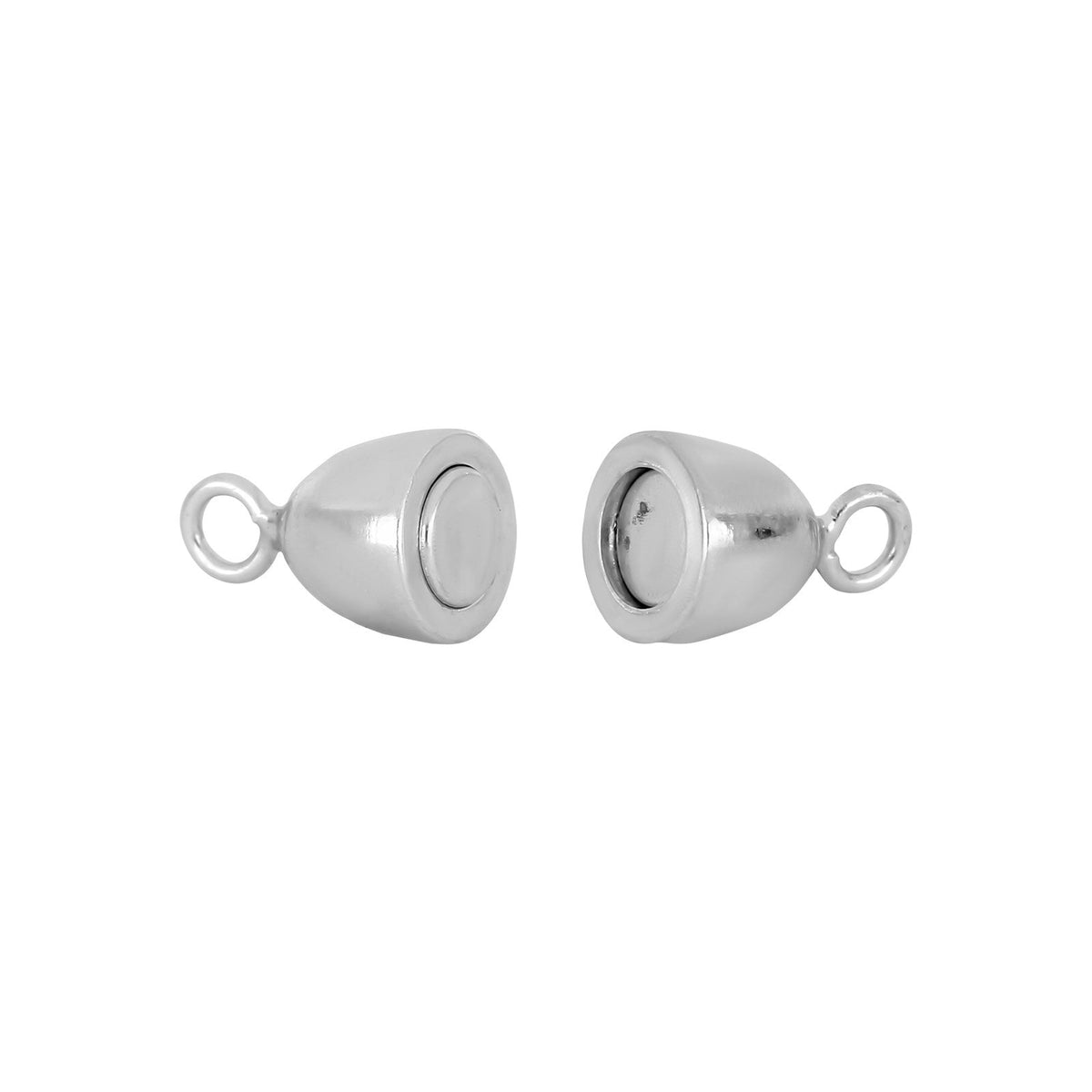 RHOD. SØLV MAGNET PERLELÅS OVAL 8MM BLANK