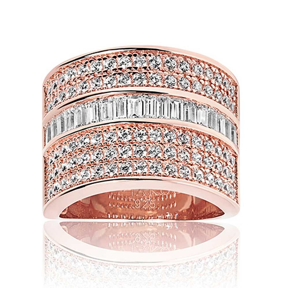 S.J. Corte Grande Rosaforgyldt ring med hvide zirkoner