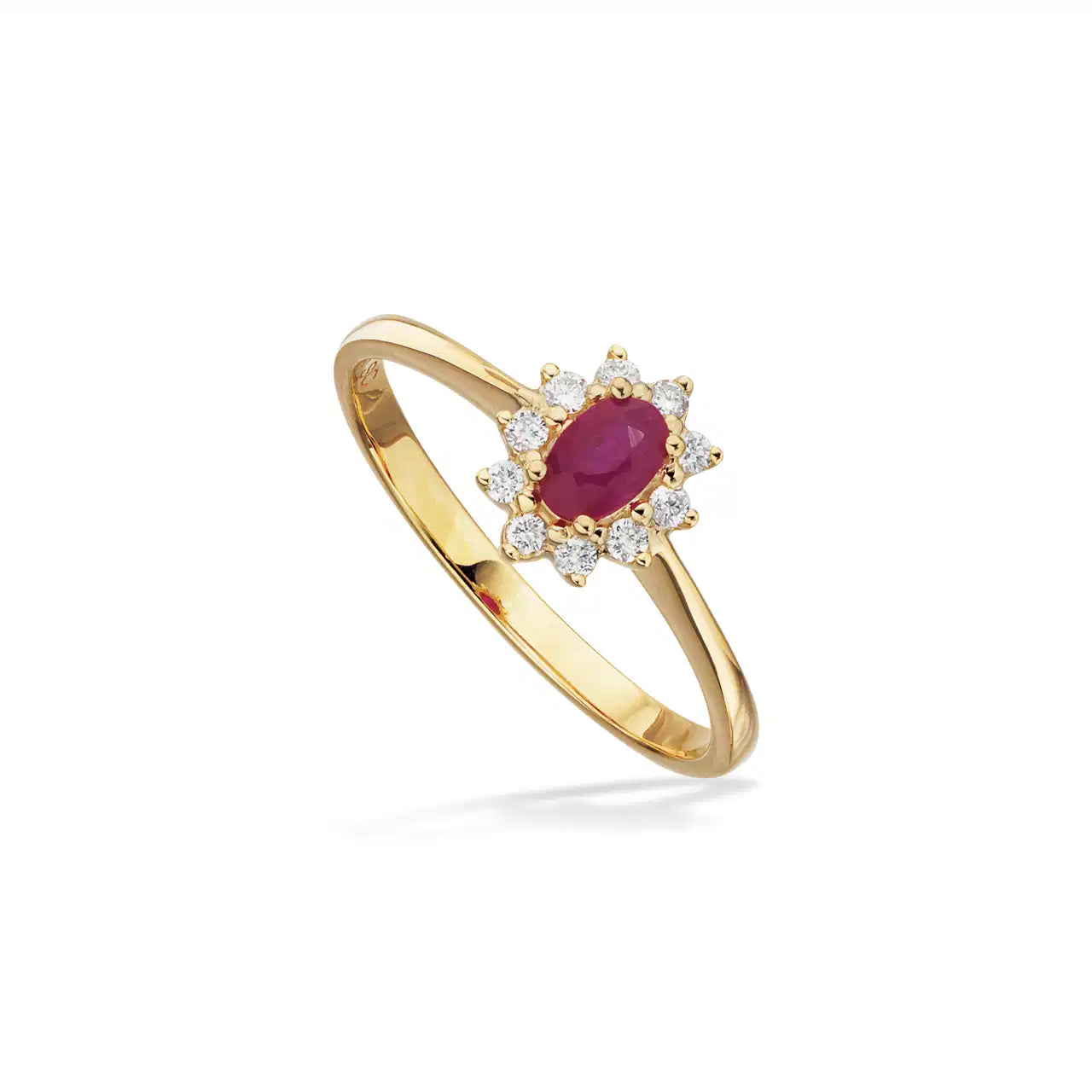 DIANA RING ROSET 0,11 H-W/SI-RUBIN 14 KT.