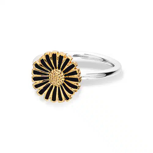 RING MARGUERIT MELLEM 12,5 MM. SØLV-FG.-SORT