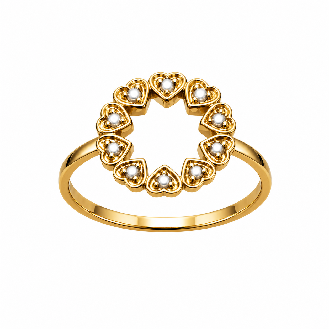 RING HJERTER SYN. CUBIC ZIR. 8 KT.