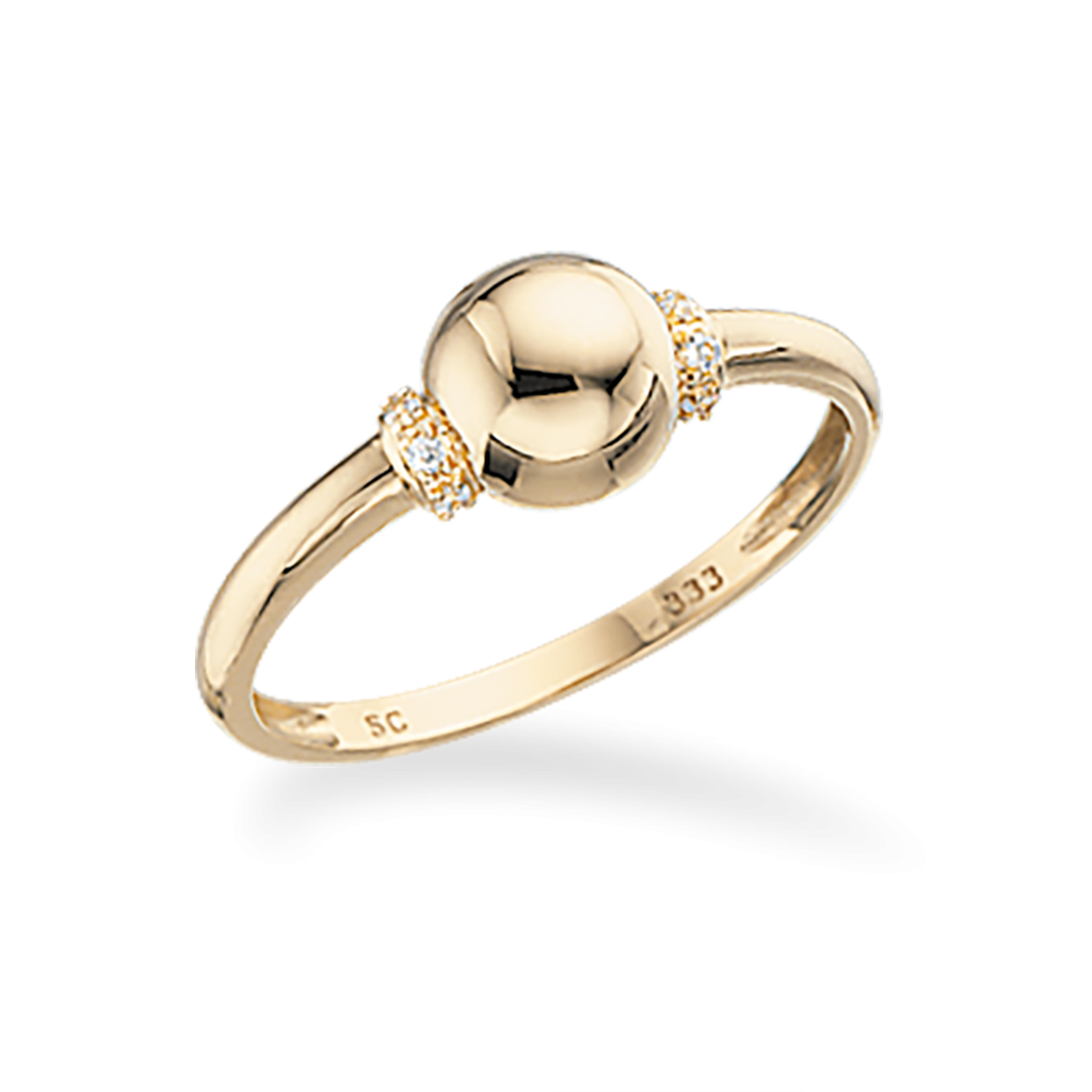 RING KUGLE SYN. CUBIC ZIR. 8 KT.