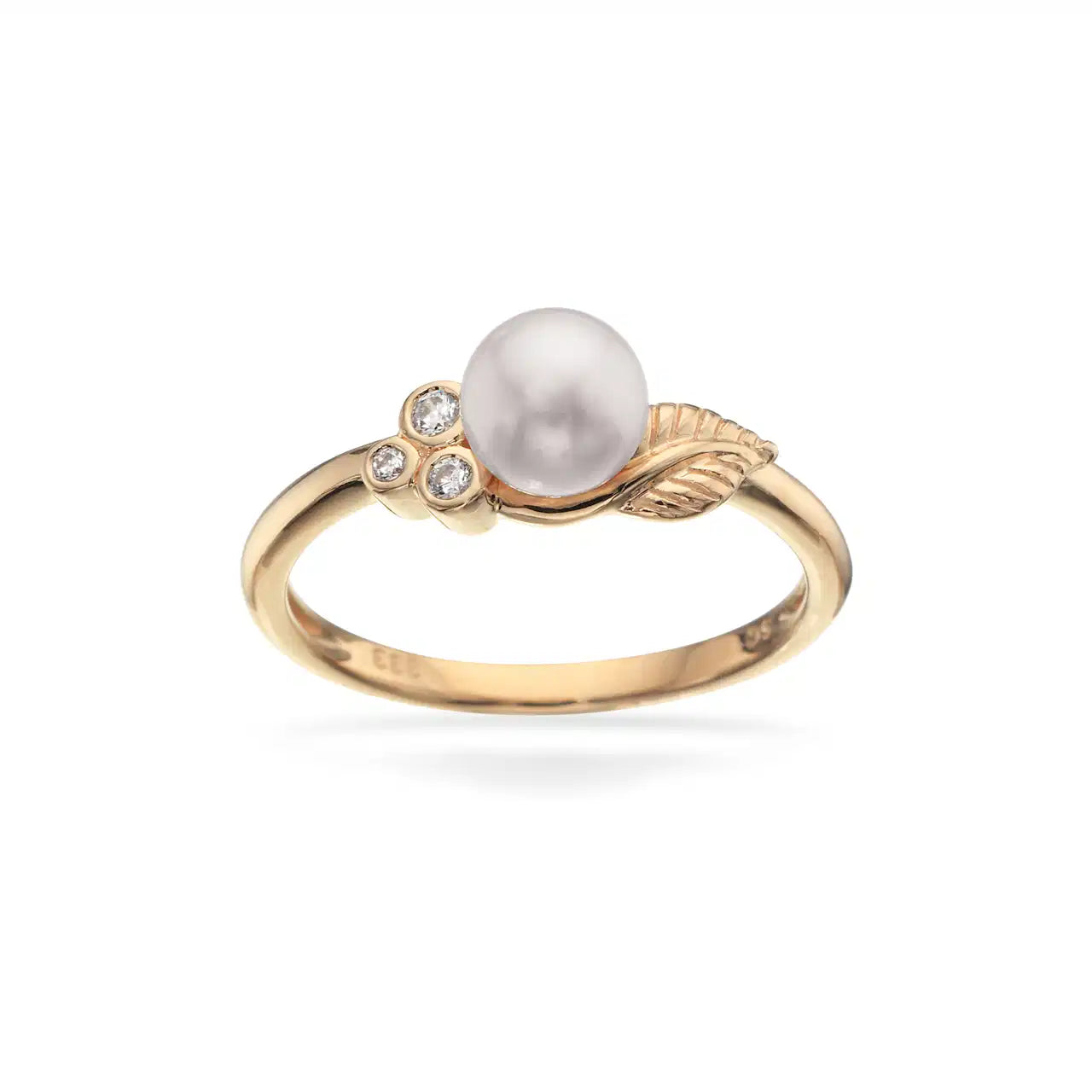 RING BLAD FKP. SYN. CUBIC ZIR. 8 KT.