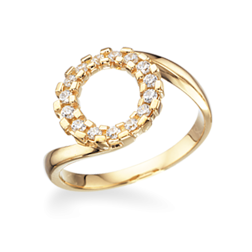 RING CIRKEL CUBIC ZIR. 8 KT.