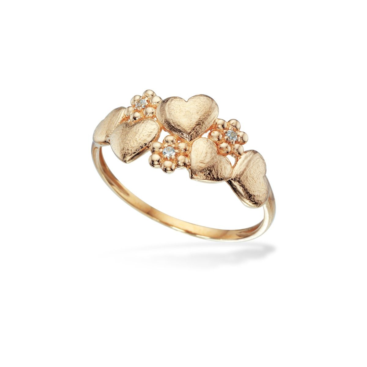 PRIMAVERA RING HJERTER CUBIC ZIR. 14 KT.
