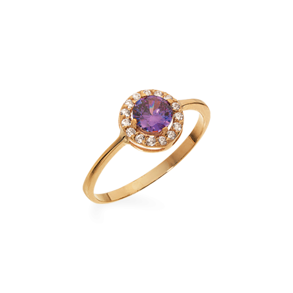 8KT RING GLOW LAVENDEL & HVID ZIR.