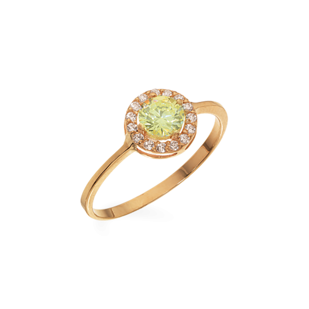 8KT RING GLOW GRØN & HVID ZIR.