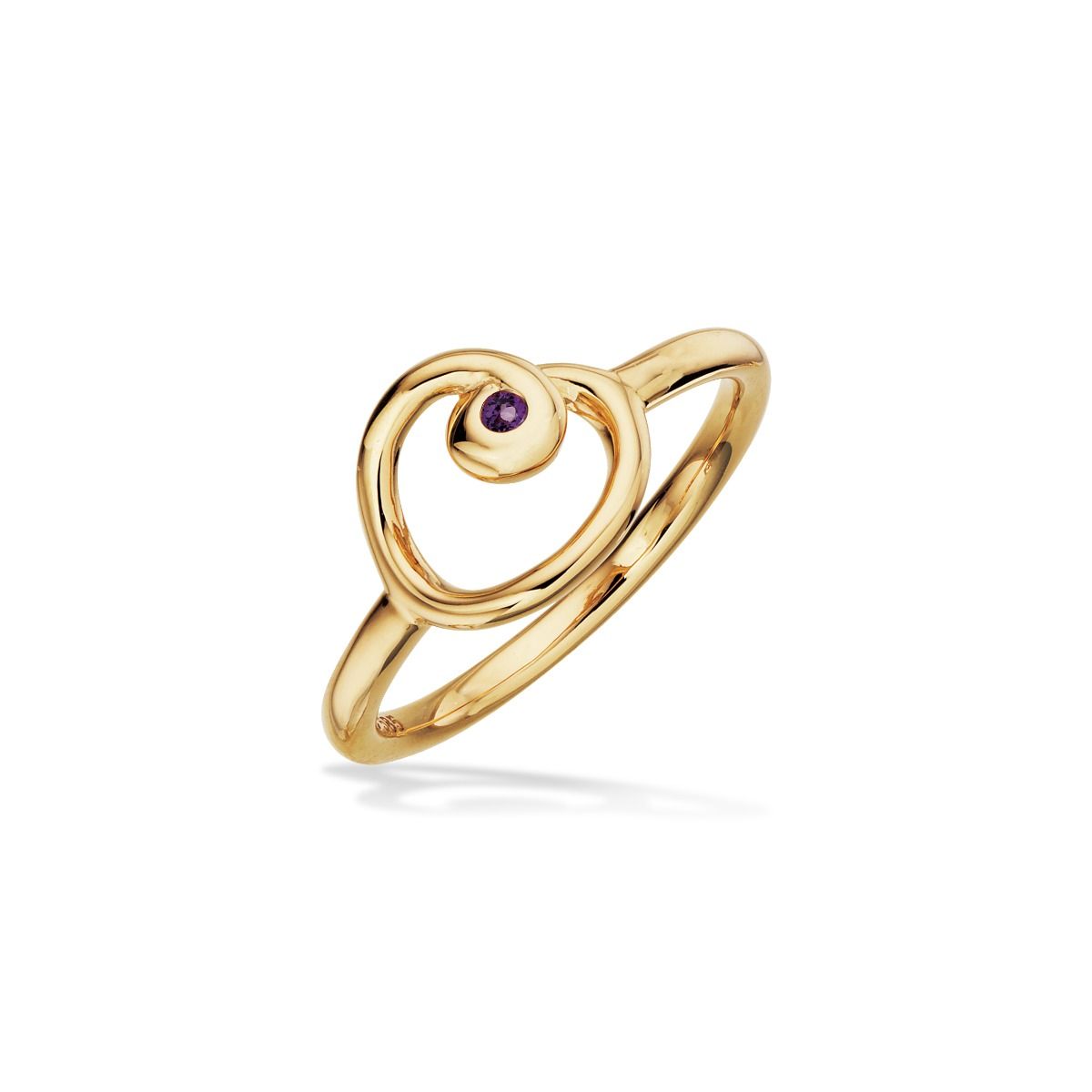 RING HJERTE AMETYST 14 KT.