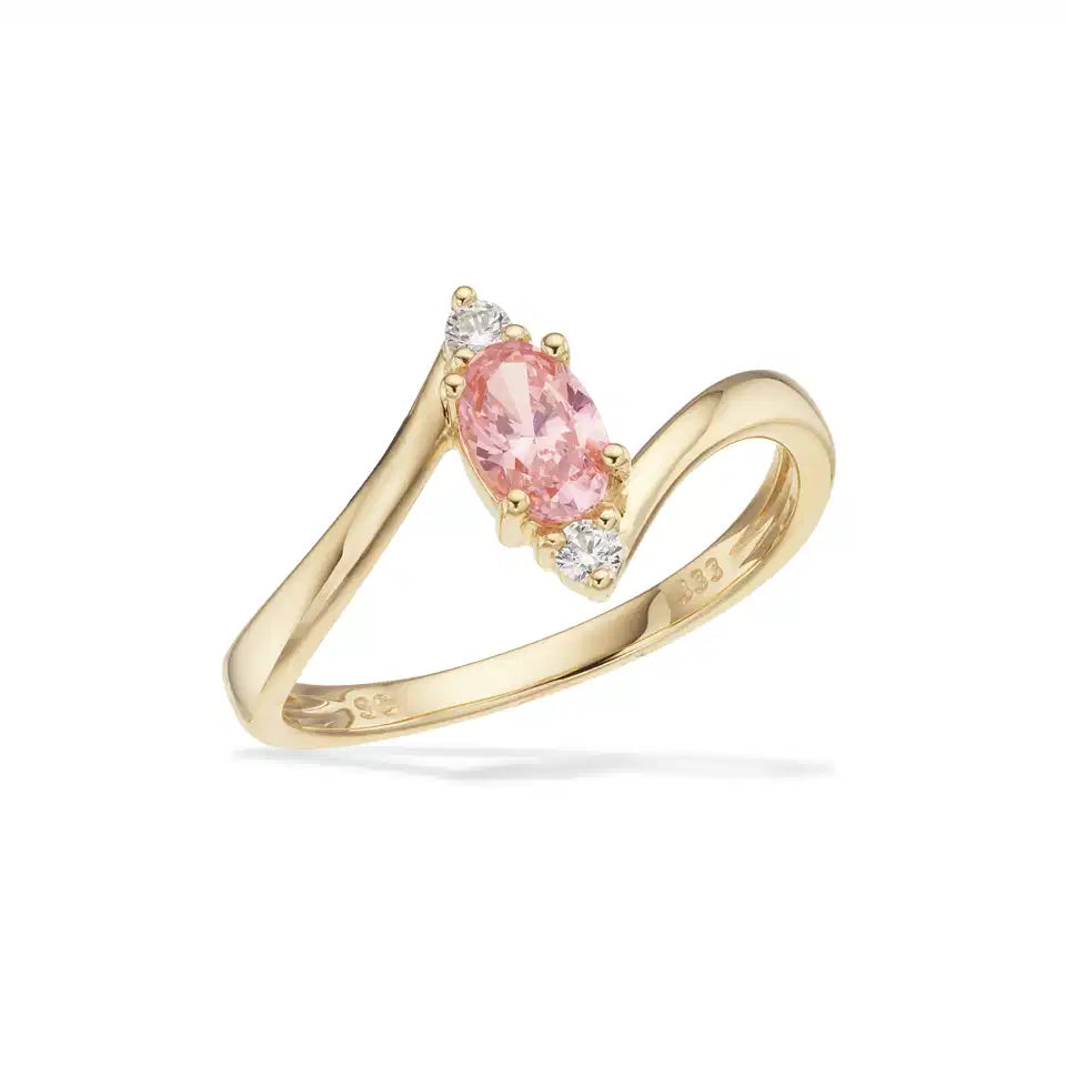 RING ROSA/HVID CUBIC ZIR. 8 KT.