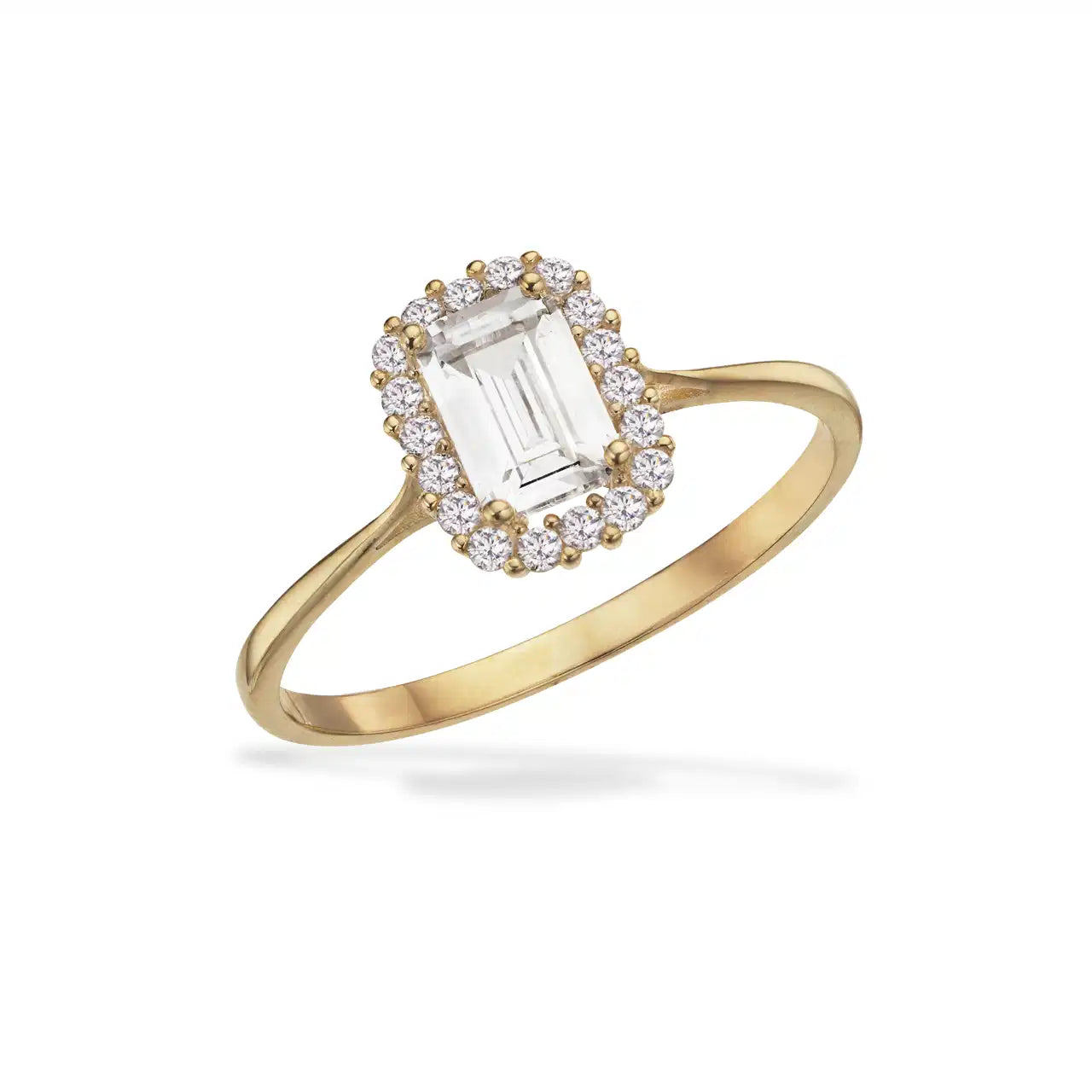 RING ROSET BAGUETTE CUBIC ZIR. 8 KT.