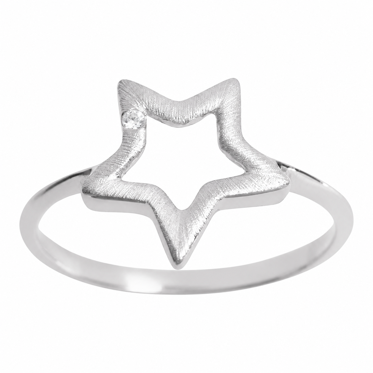STJERNE SØLV RING - M/CZ