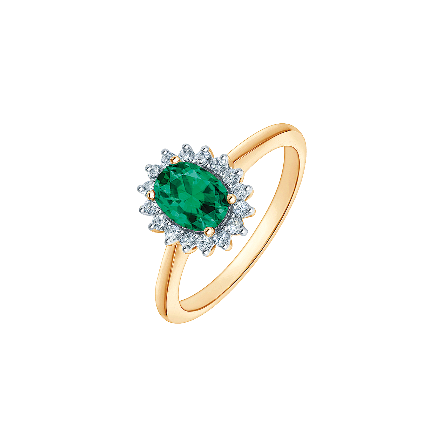 14KT.RING 0,25W.SI+OVAL SMARAGD