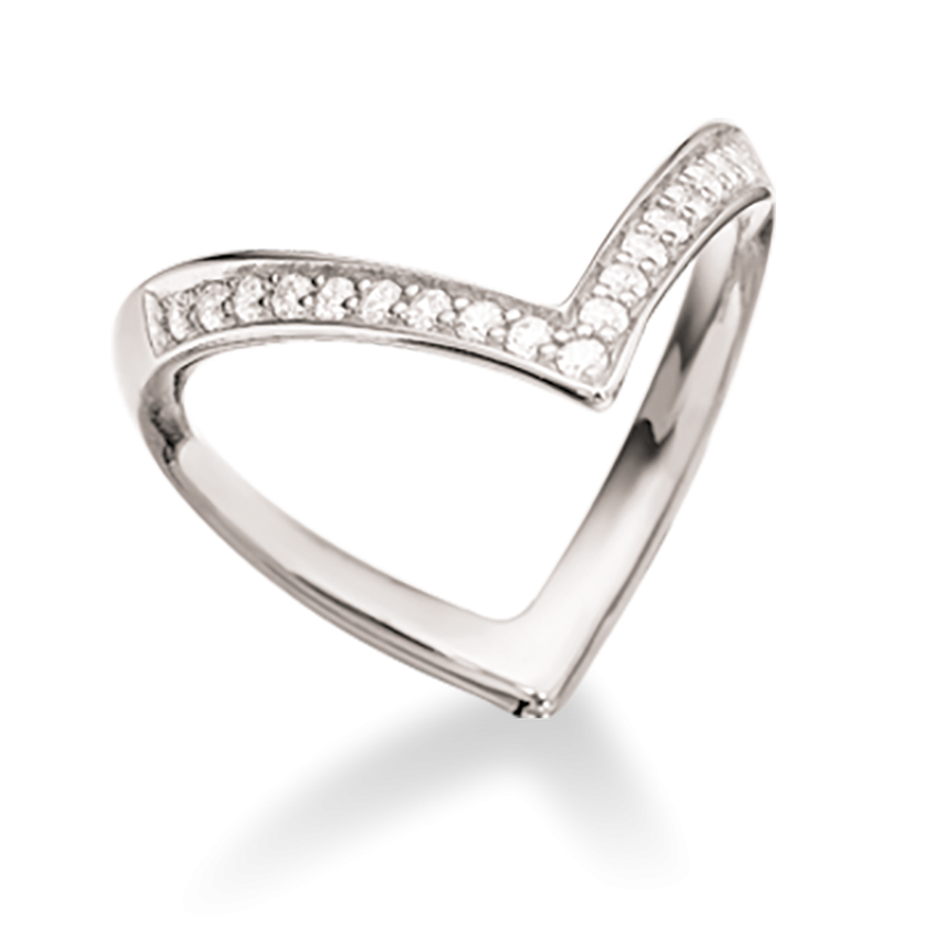 RING BISPERING SYN. CUBIC ZIR. SØLV RH.