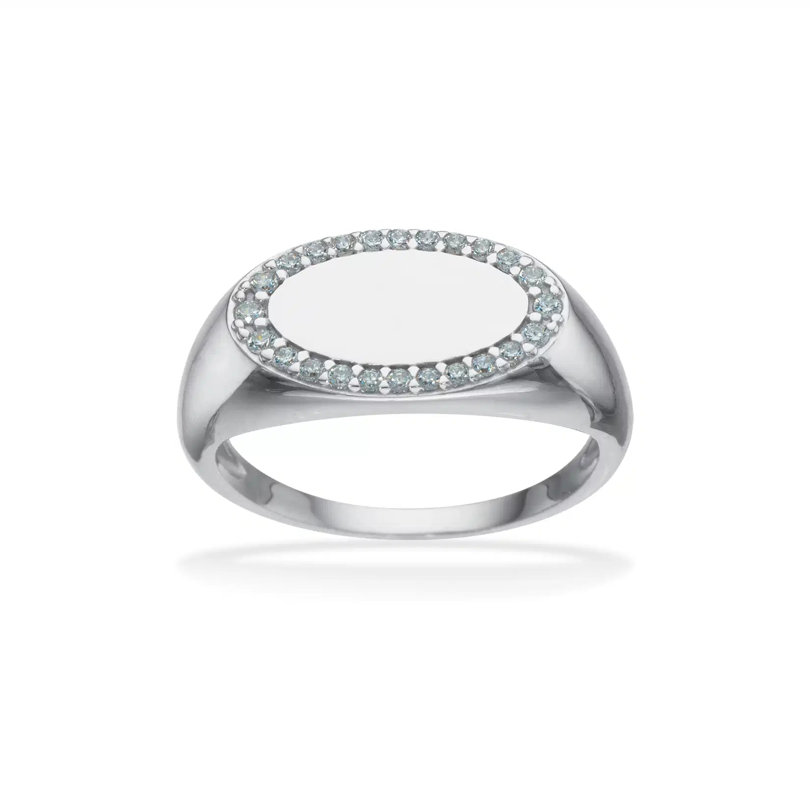 RING OVAL CUBIC ZIR. SØLV PT.