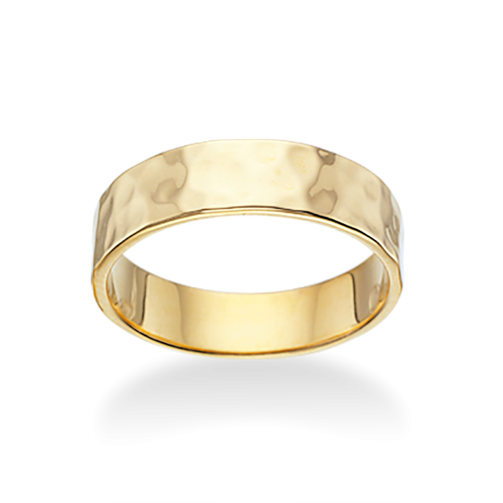 SØLV RING HAMRET FORGYLDT 5 MM.