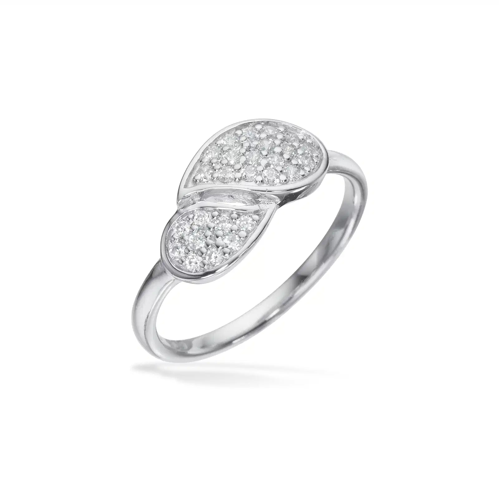 RING BLAD CUBIC ZIR. SØLV RH.
