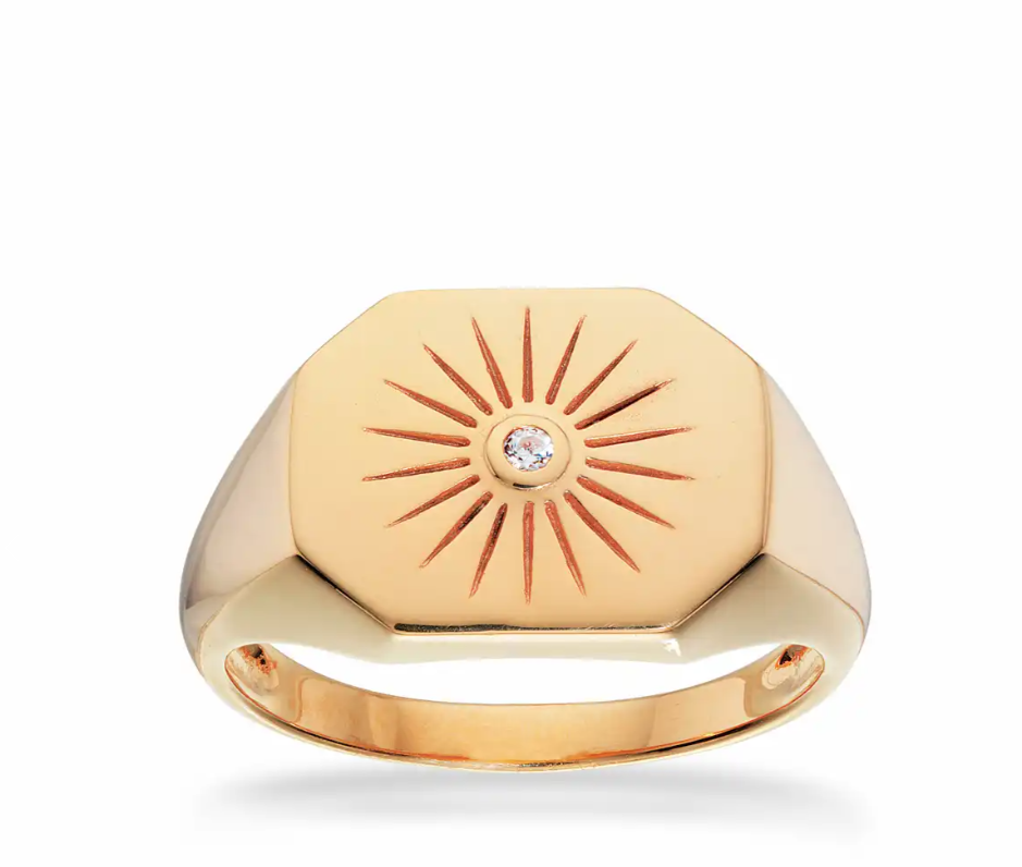 RING SIGNET SOL CUBIC ZIR. SØLV FG.