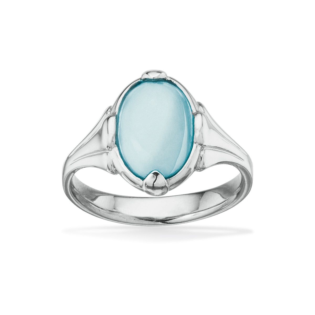 RING SYNT. AQUAMARIN SØLV PT.