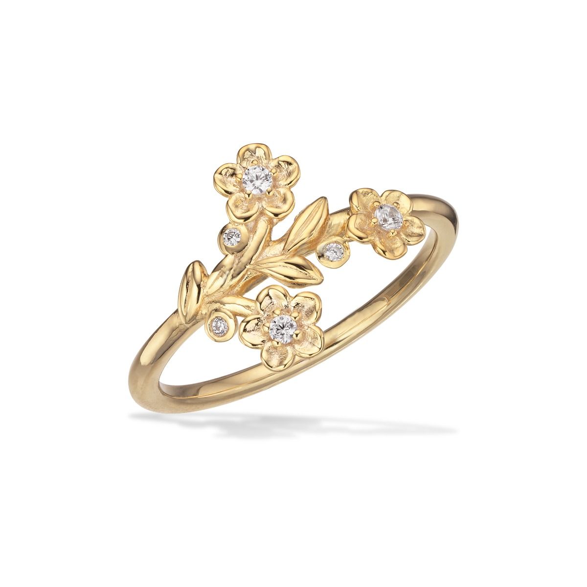 RING BLOMSTER CUBIC ZIR. SØLV FG.