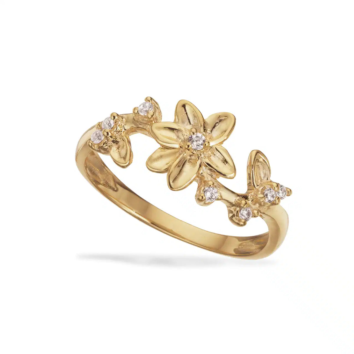 RING BLOMSTER CUBIC ZIR. SØLV FG.