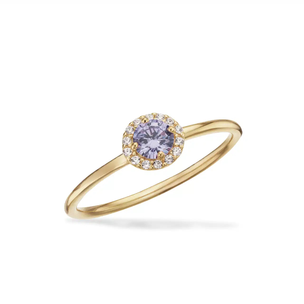 SOHO RING ROSET LILLA/HVID CUBIC ZIR. SØLV FG.
