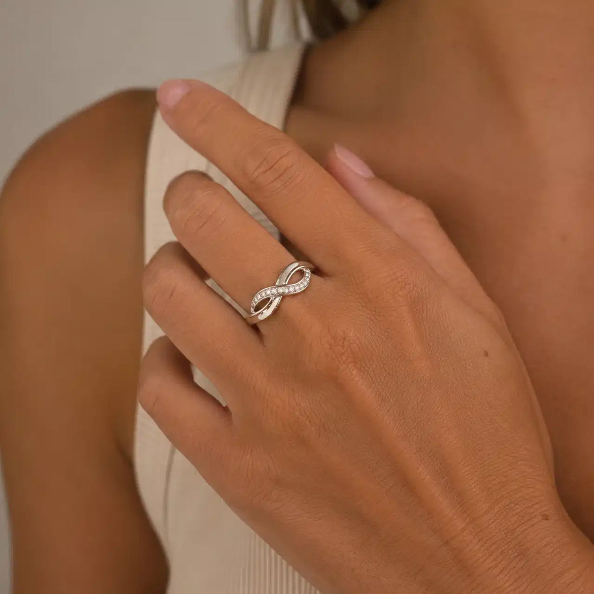 RING UENDELIGHEDSTEGN CUBIC ZIR. SØLV RH.