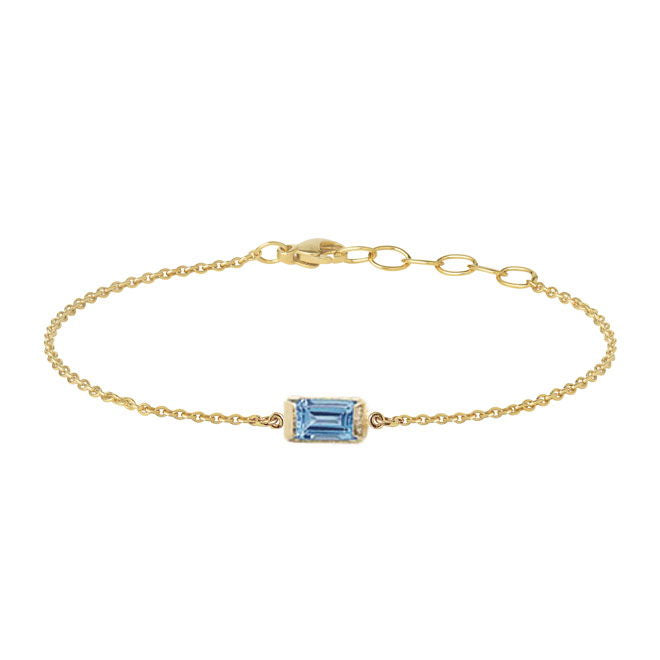 14K SQUARE ARMBÅND SWISS BLÅ TOPAS