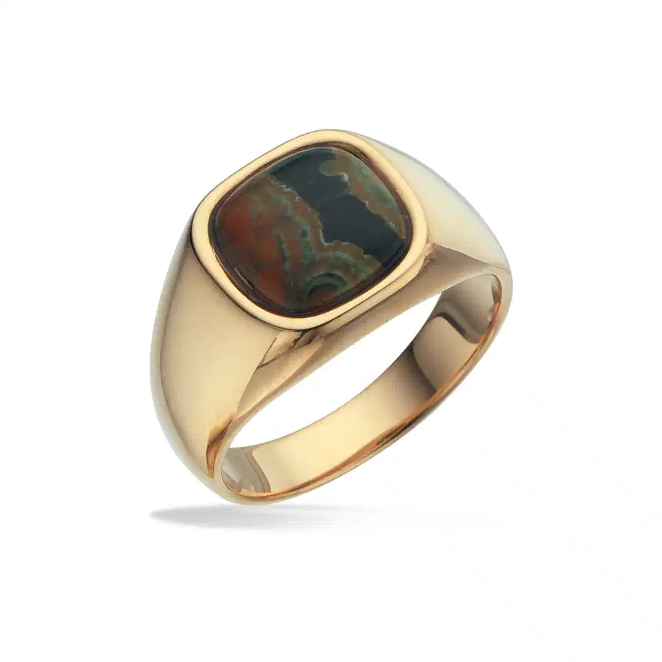 HERRERING SIGNET GRØN JASPIS SØLV FG.