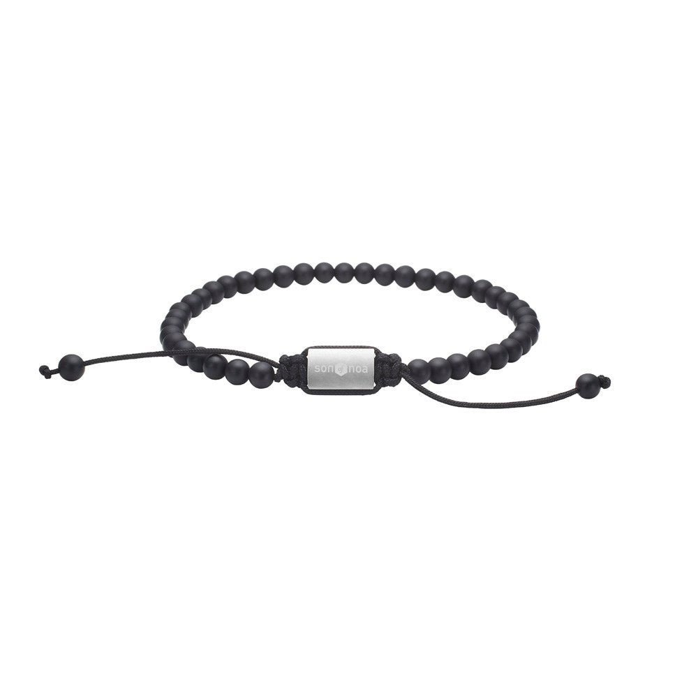SON ARMBÅND MAT SORT ONYX 4MM, 19CM - 25CM