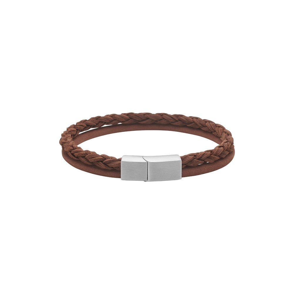 SON ARMBÅND BRUN KALVESKIND RUND FLET/GLAT 8MM