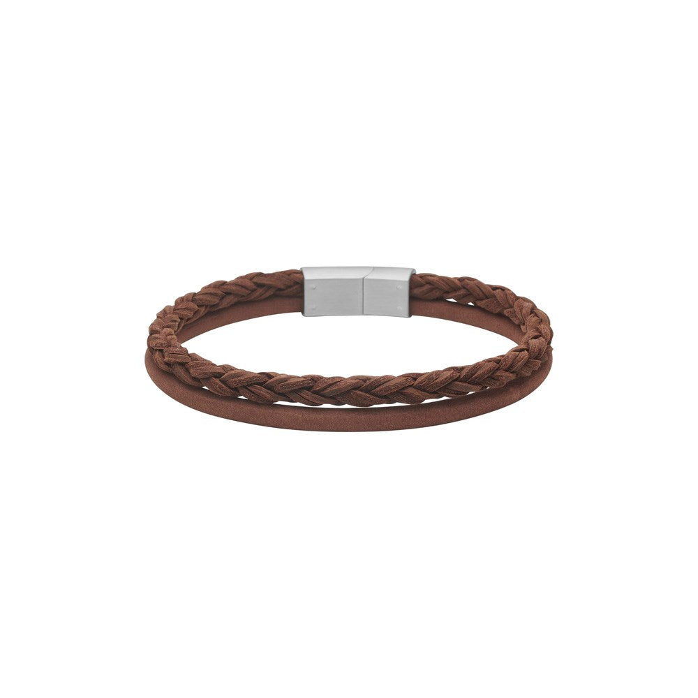 SON ARMBÅND BRUN KALVESKIND RUND FLET/GLAT 8MM