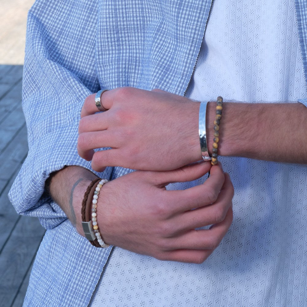 SON ARMBÅND BRUN KALVESKIND RUND FLET/GLAT 8MM