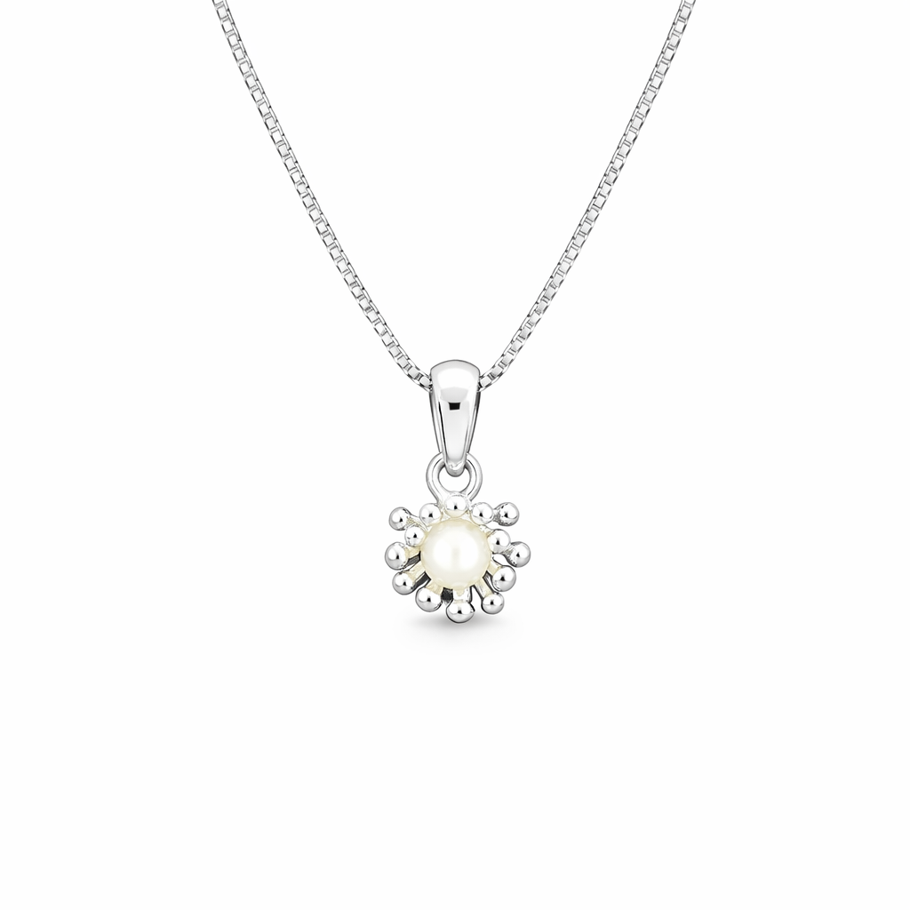 SØLV VEDHÆNG PERLE+KÆDE