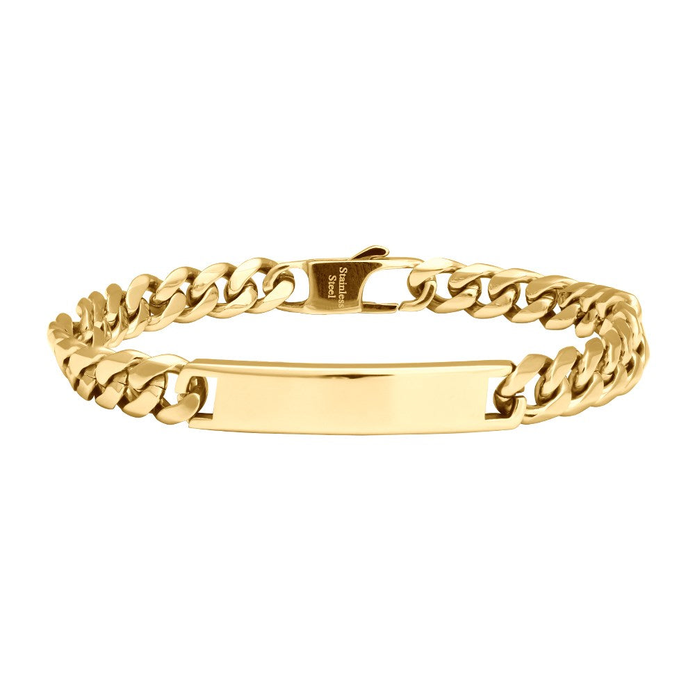 SON ARMBÅND STÅL MED PLADE BLANK 19CM IPGOLD 19