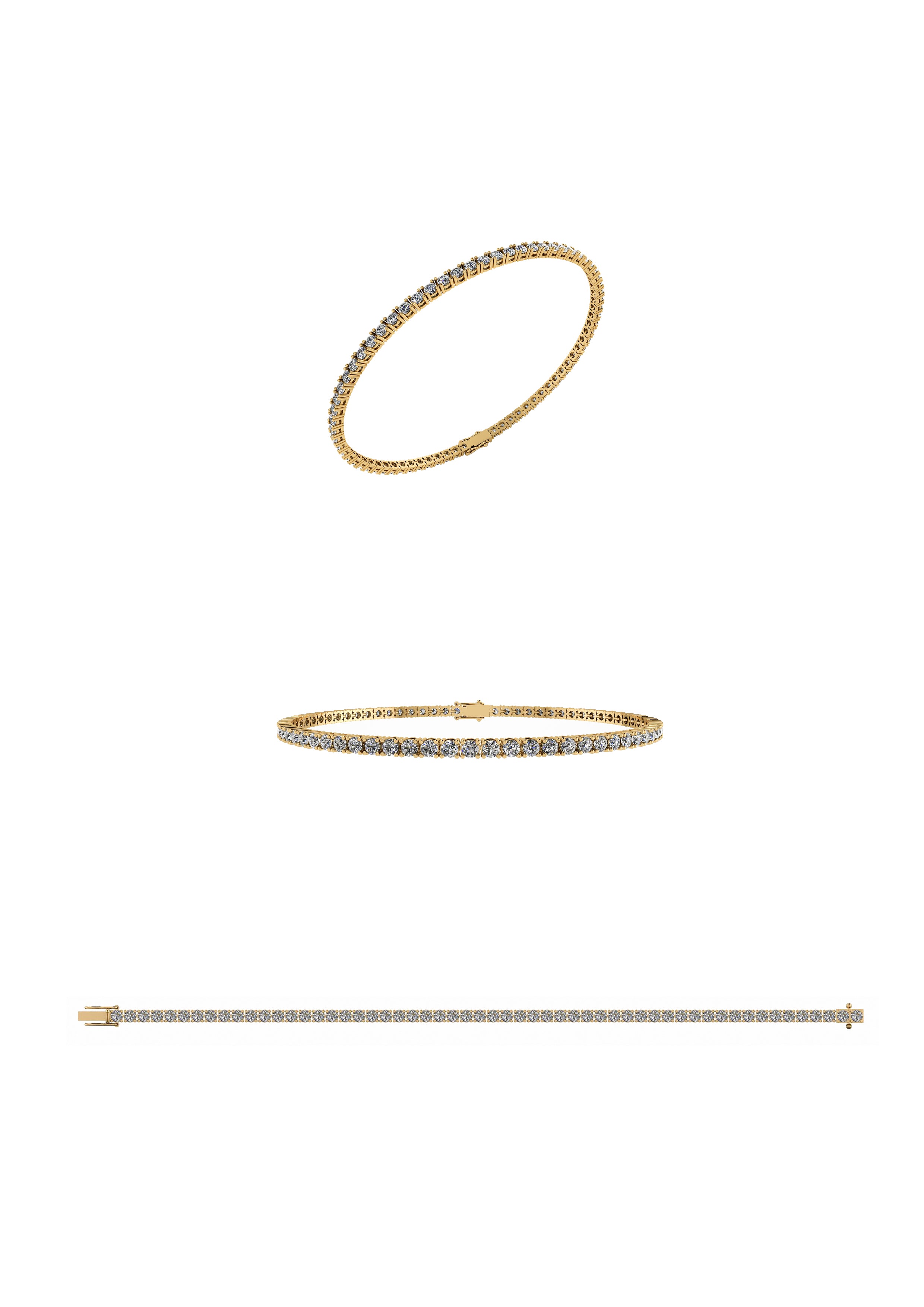 Henrik Ørsnes Design Tennis 14 Karat Guld Armbånd med Diamanter 2,03 Carat TW/SI