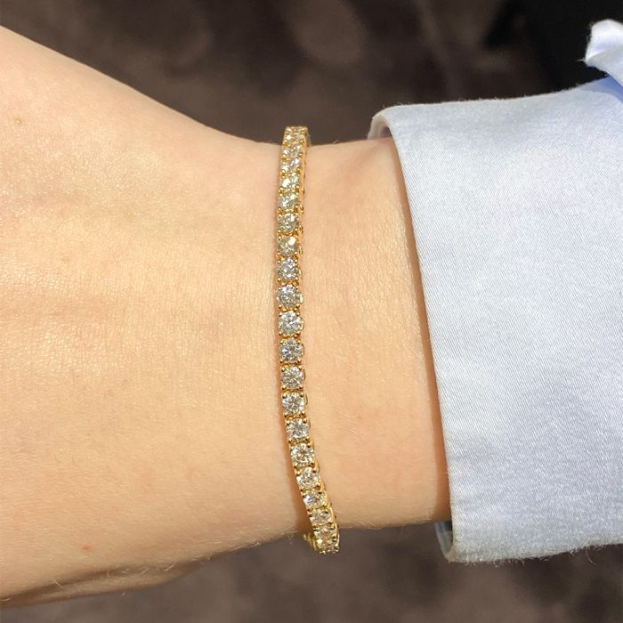 Henrik Ørsnes Design Tennis Guld Armbånd 14 kt med Diamanter 5,60 Carat W/SI